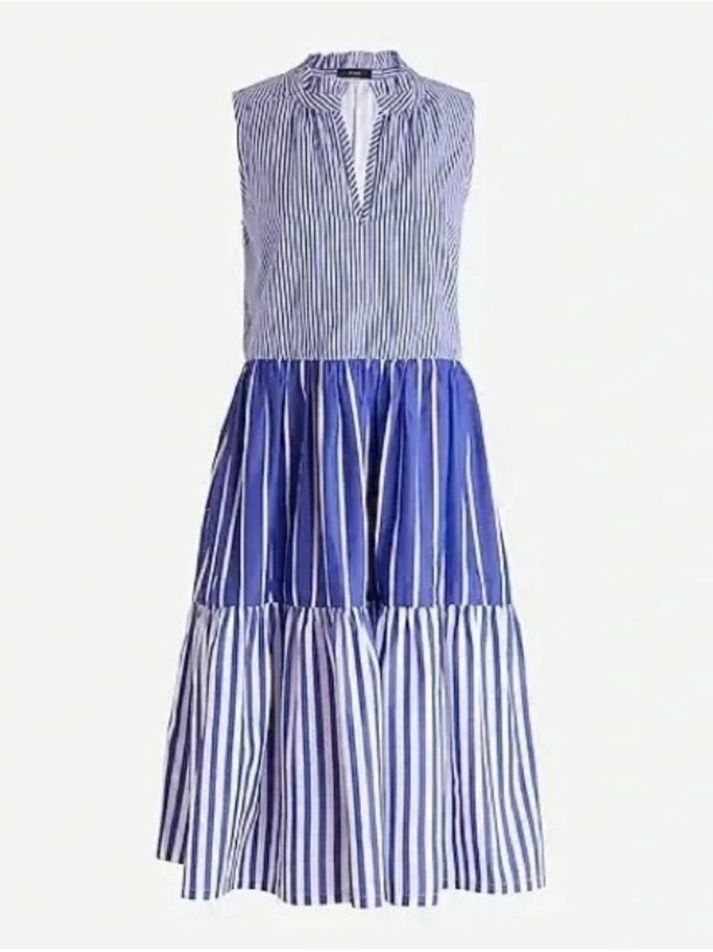 J.Crew Women's Sleeveless Tiered Popover Mido Dress in Mixed Stripe Size S